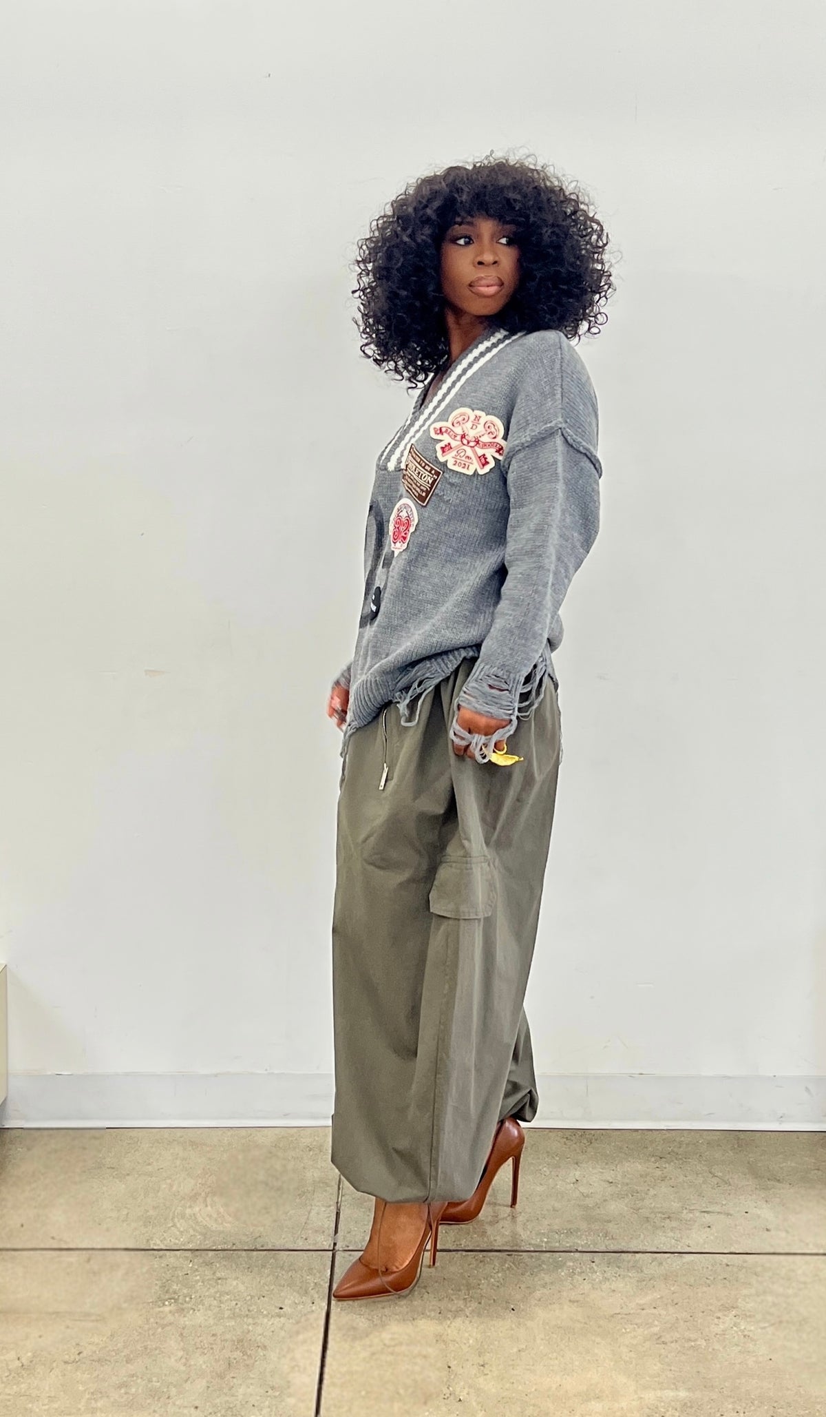 Avia Patch Sweater in Gray