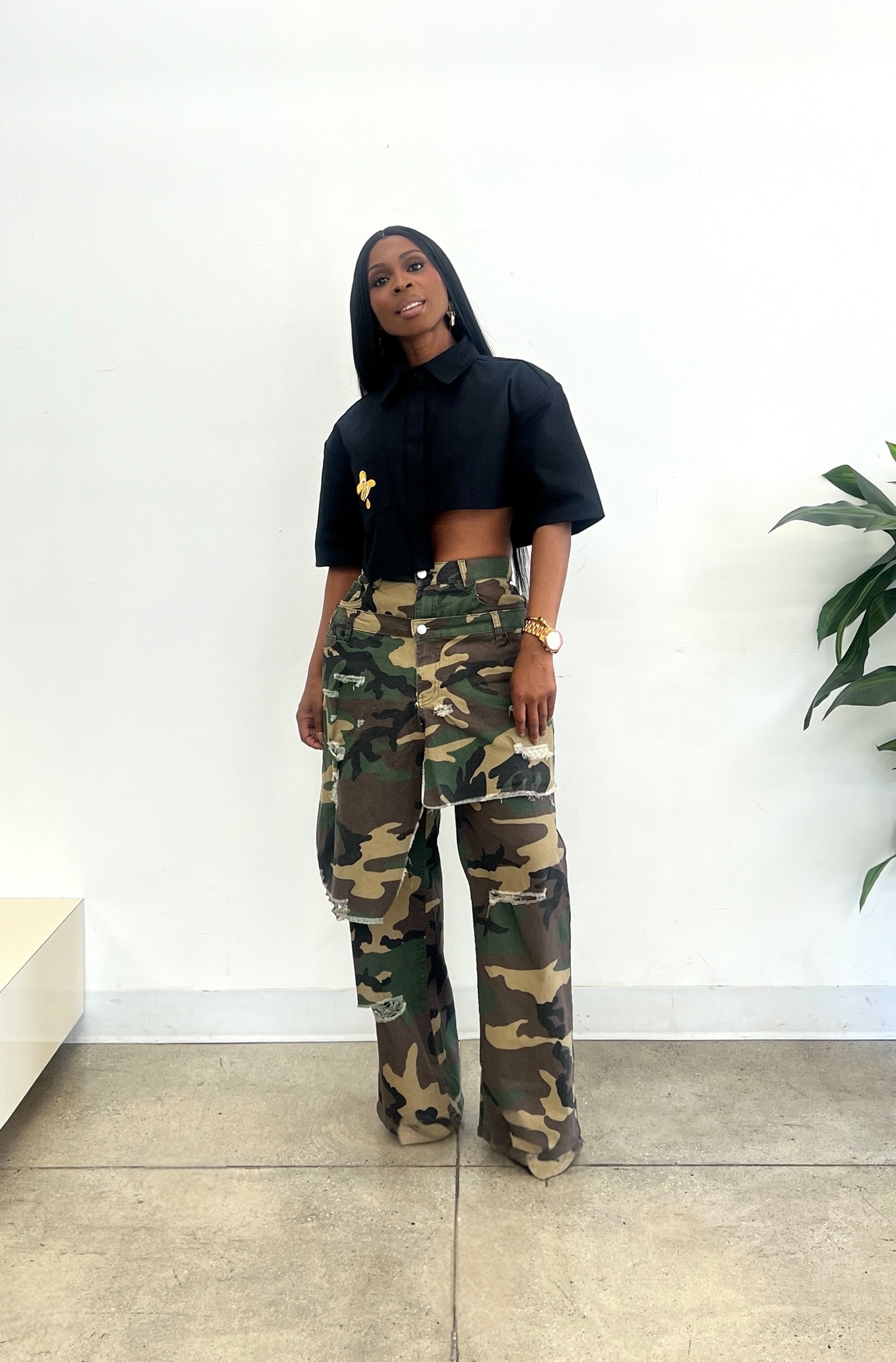 Mia Irregular Camo Pants