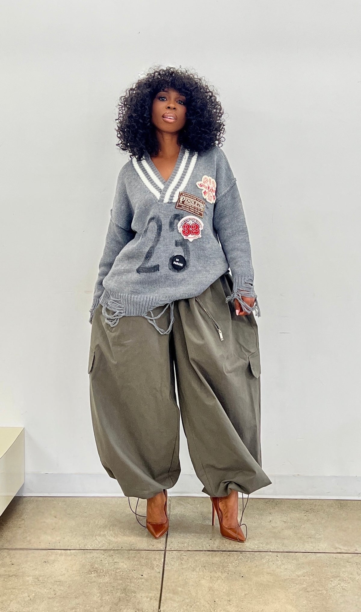Avia Patch Sweater in Gray