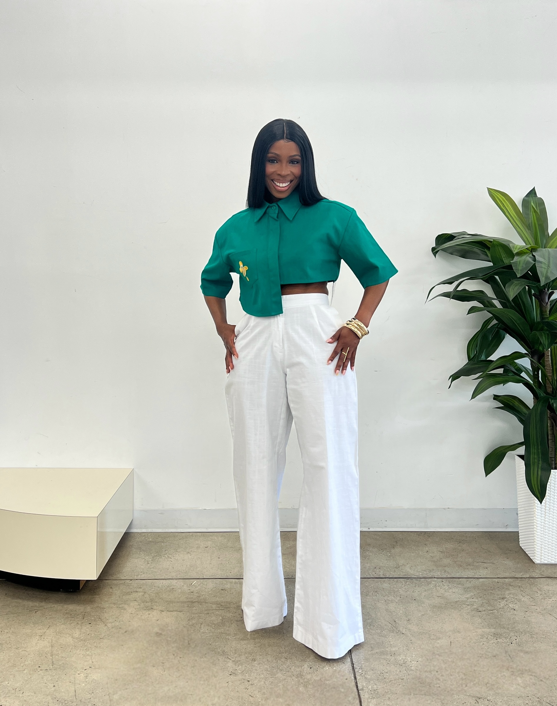 Genesis Irregular Crop Top in Emerald Green