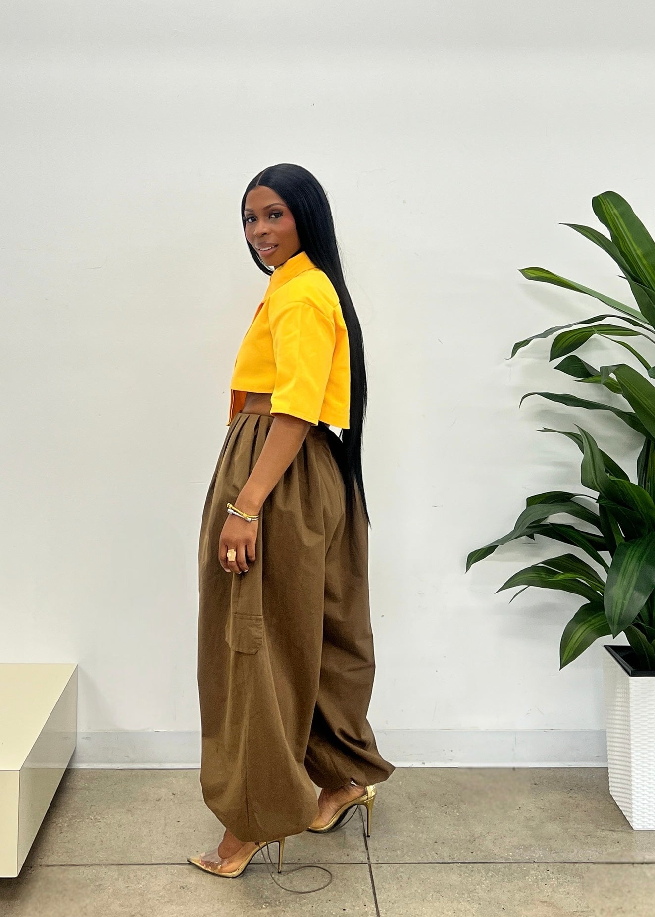 Genesis Irregular Crop Top in Yellow