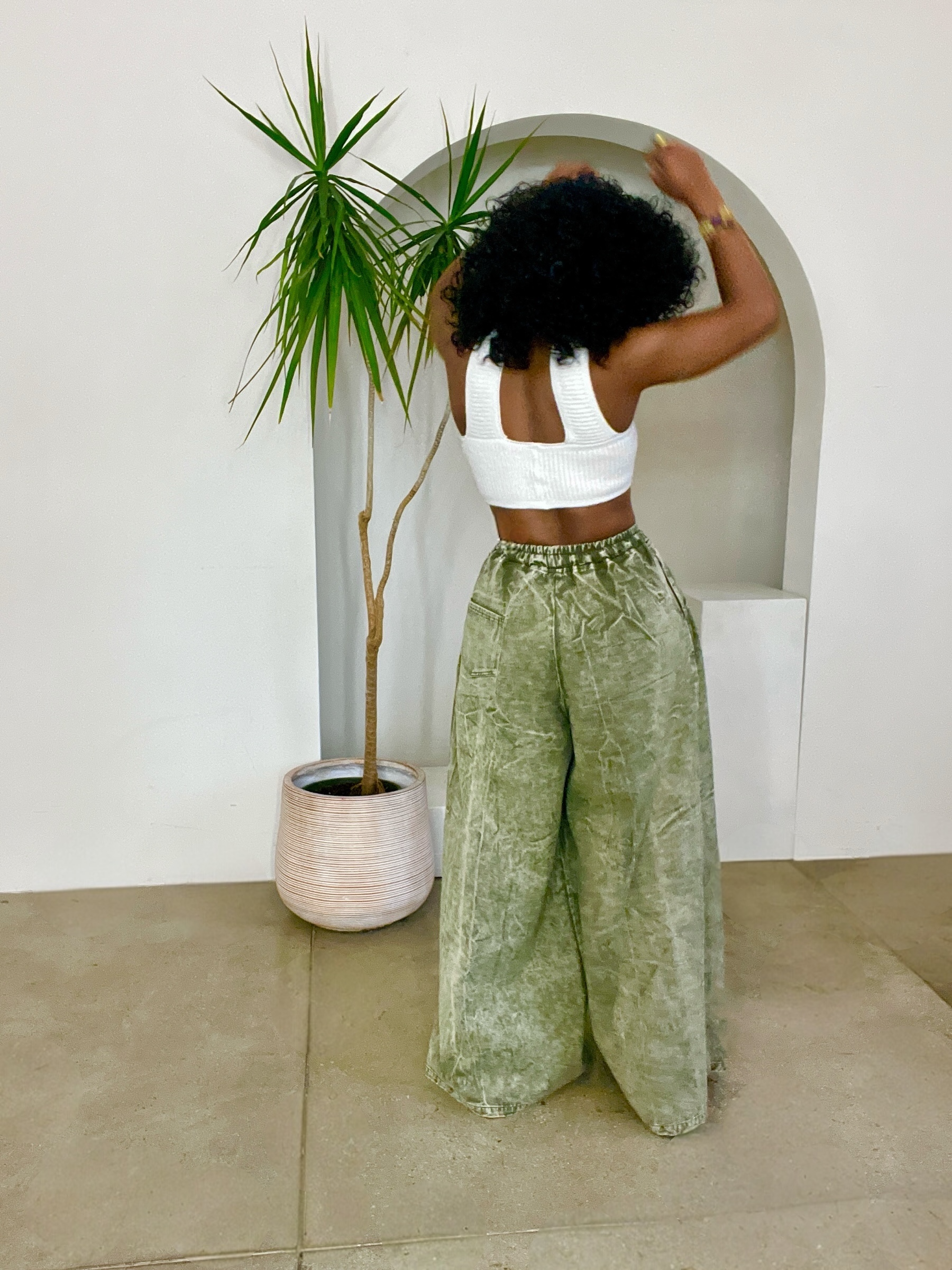 Zara Olive Denim Palazzo