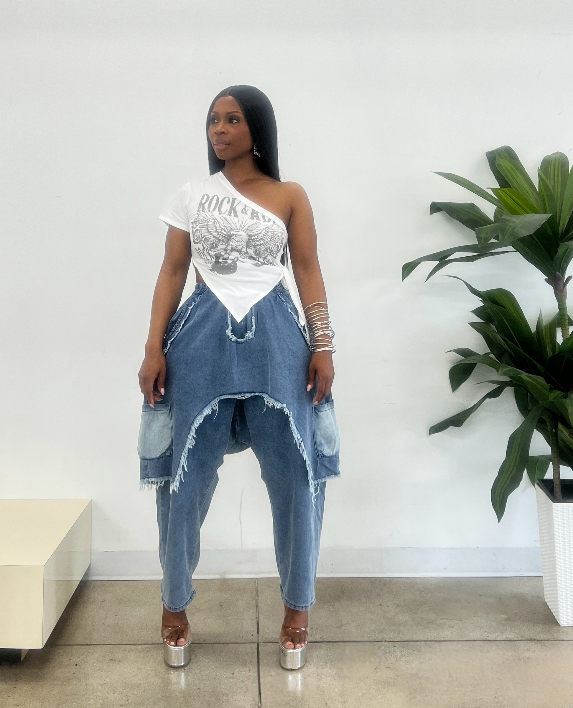 Dizi Irregular Denim Pants