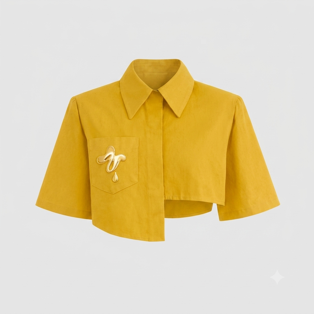 Genesis Irregular Crop Top in Yellow