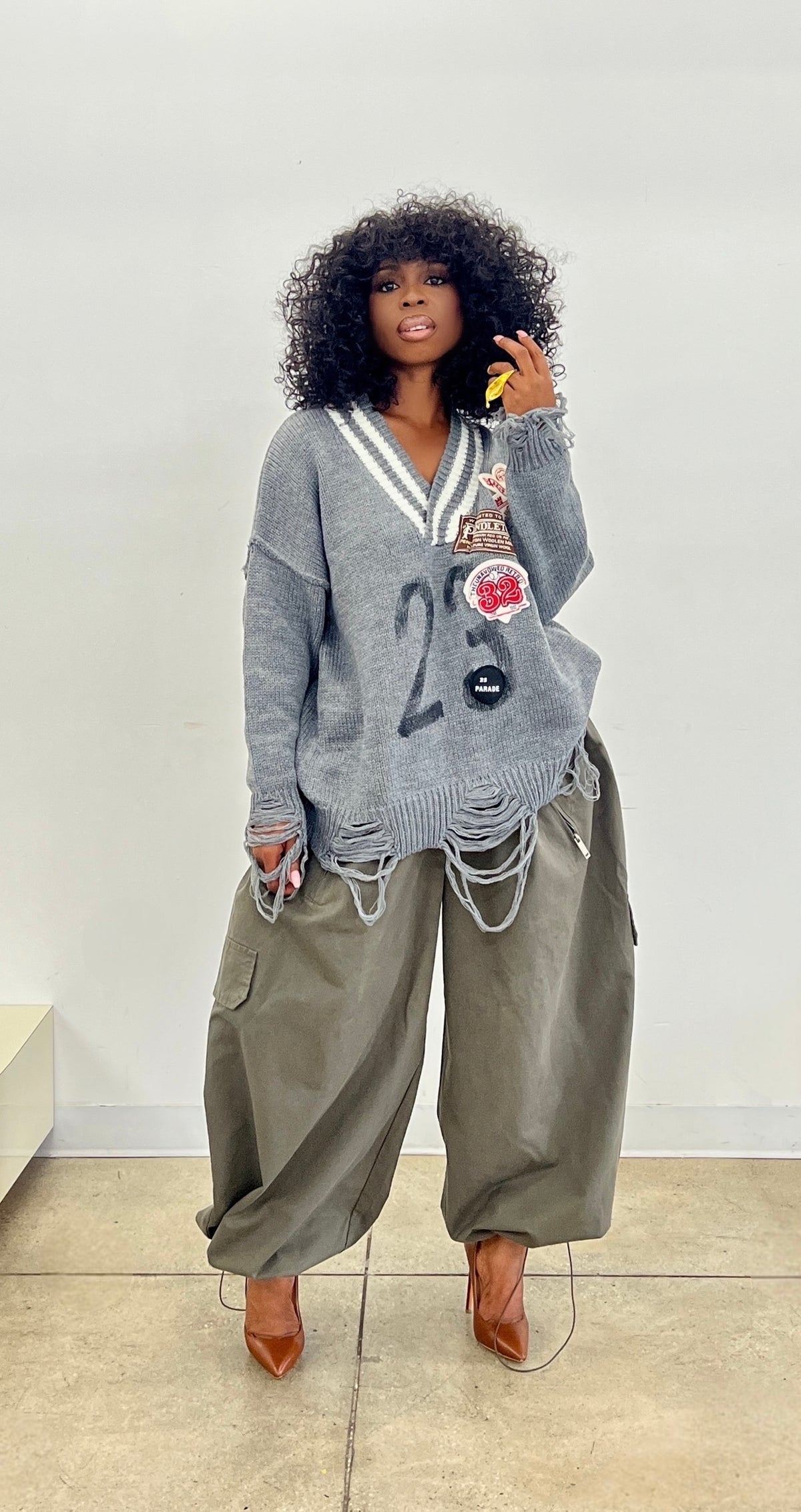 Avia Patch Sweater in Gray