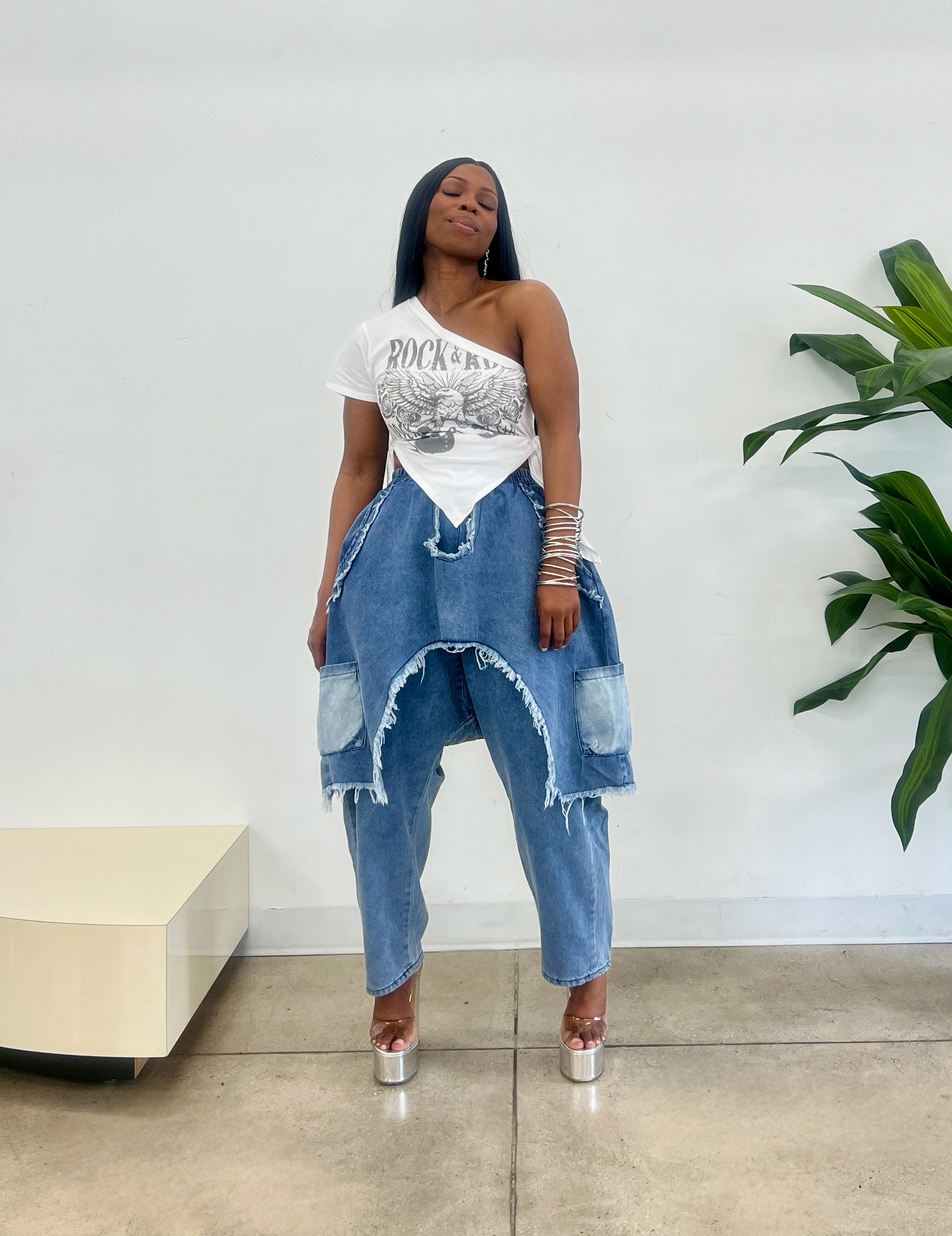 Dizi Irregular Denim Pants