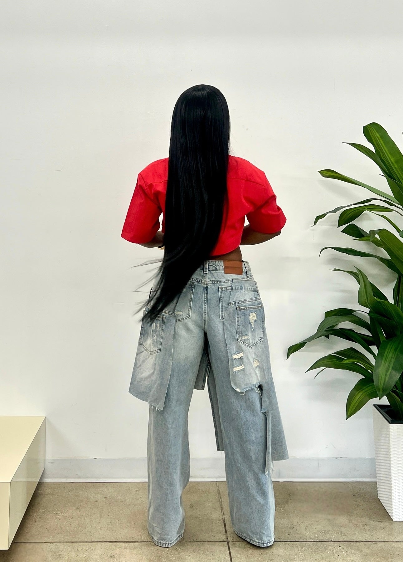Genesis Irregular Crop Top in Red