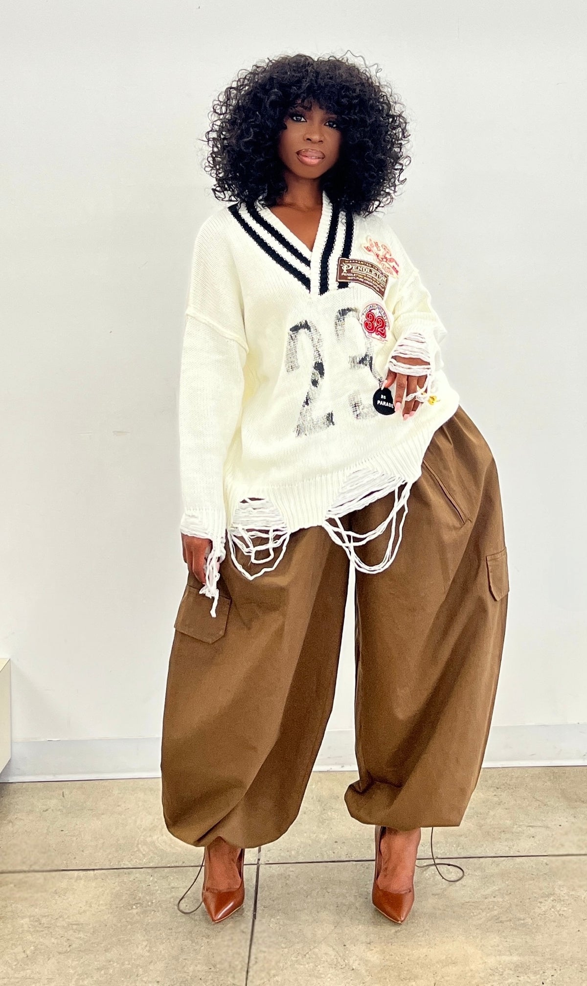Avia Patch Sweater in Cream