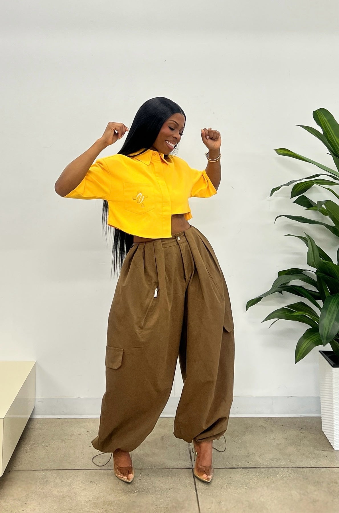 Genesis Irregular Crop Top in Yellow