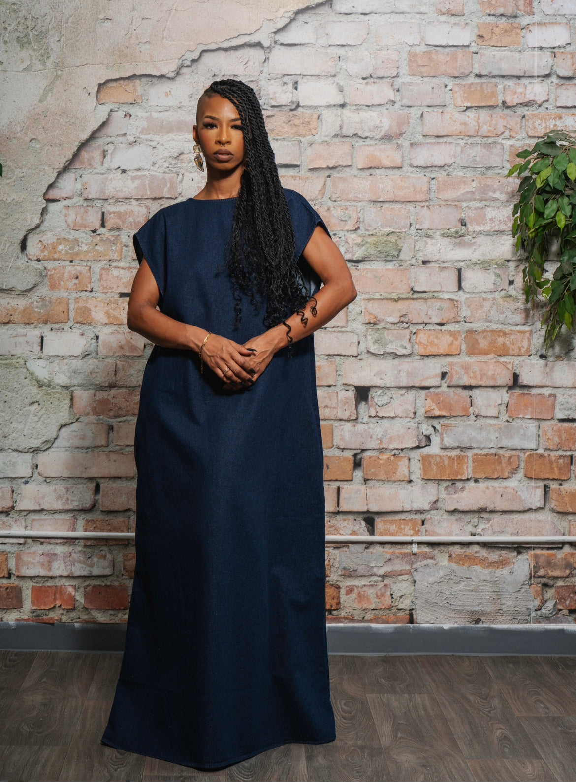 Vi dress in dark denim