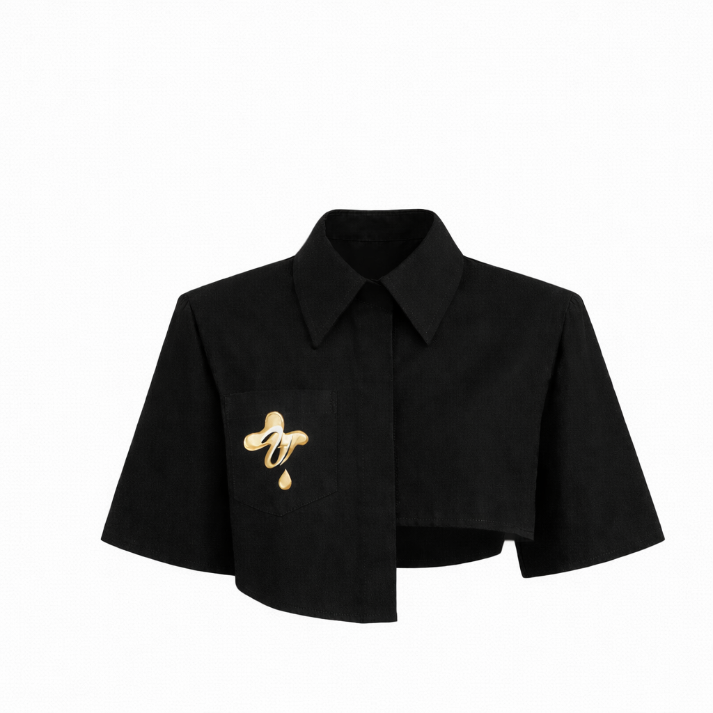 Genesis Irregular Crop Top in Black