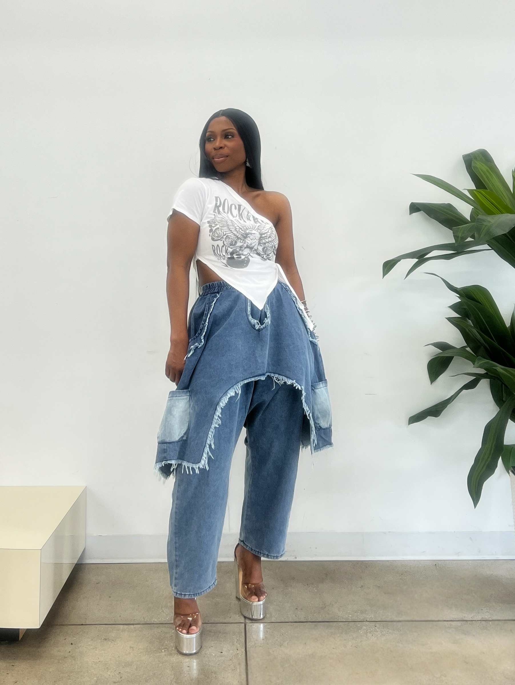 Dizi Irregular Denim Pants