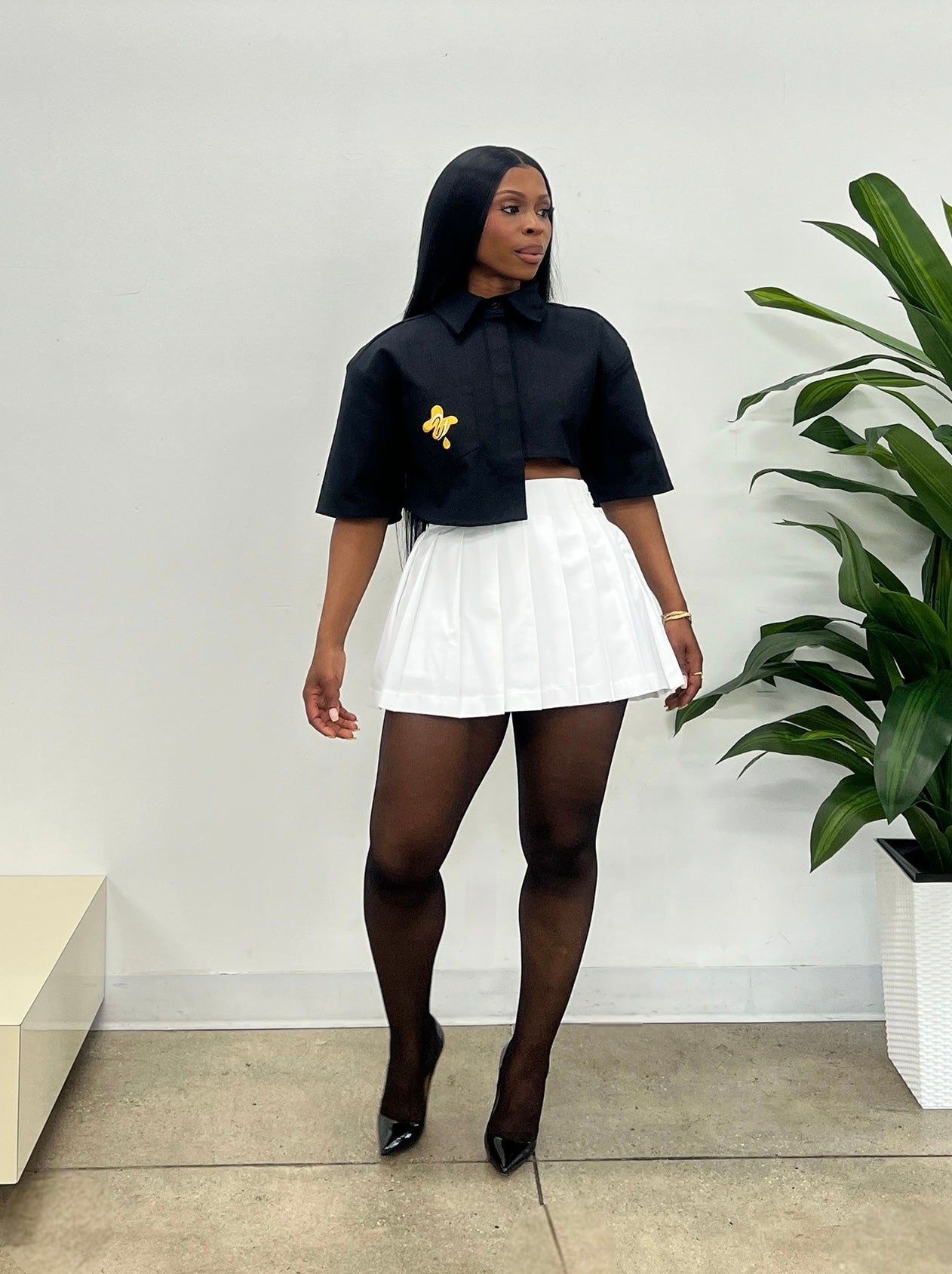 Genesis Irregular Crop Top in Black