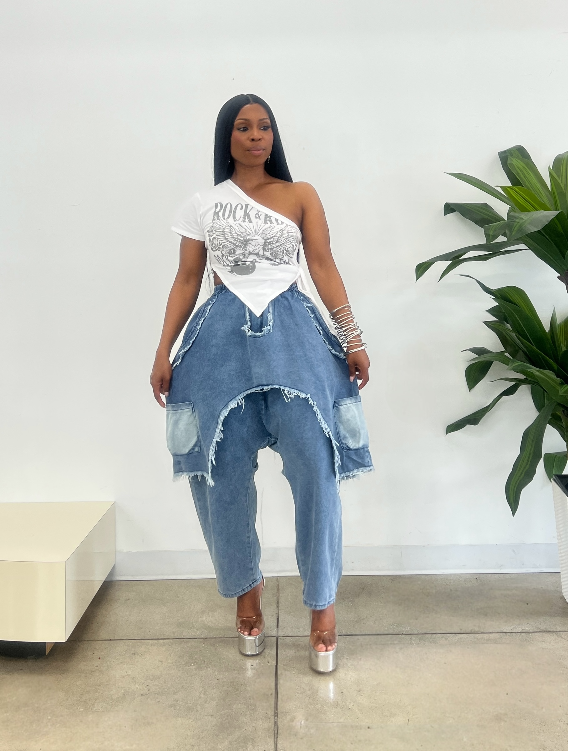Dizi Irregular Denim Pants