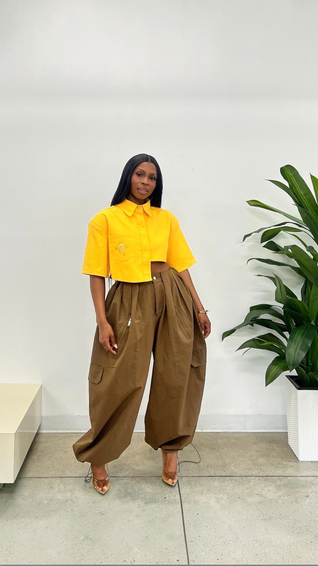 Genesis Irregular Crop Top in Yellow