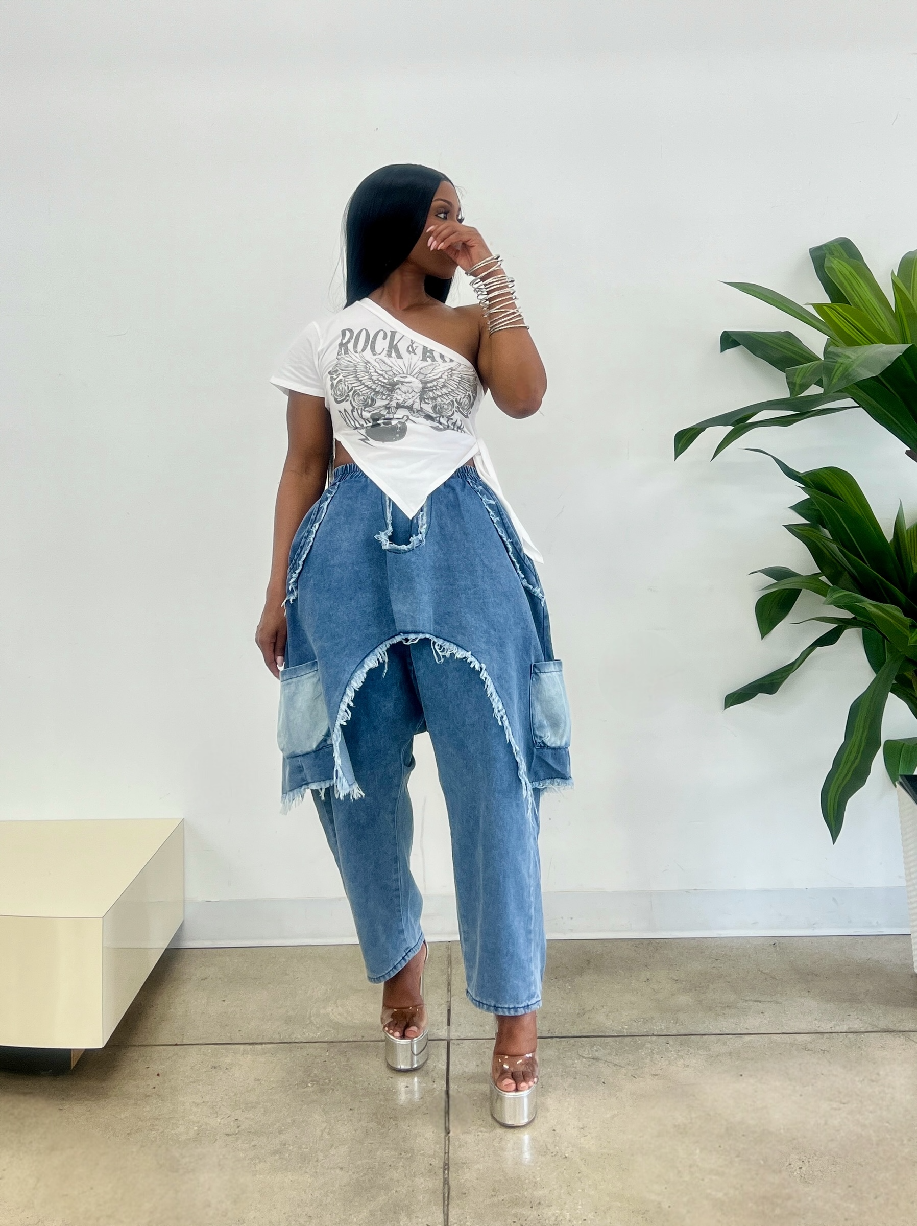 Dizi Irregular Denim Pants