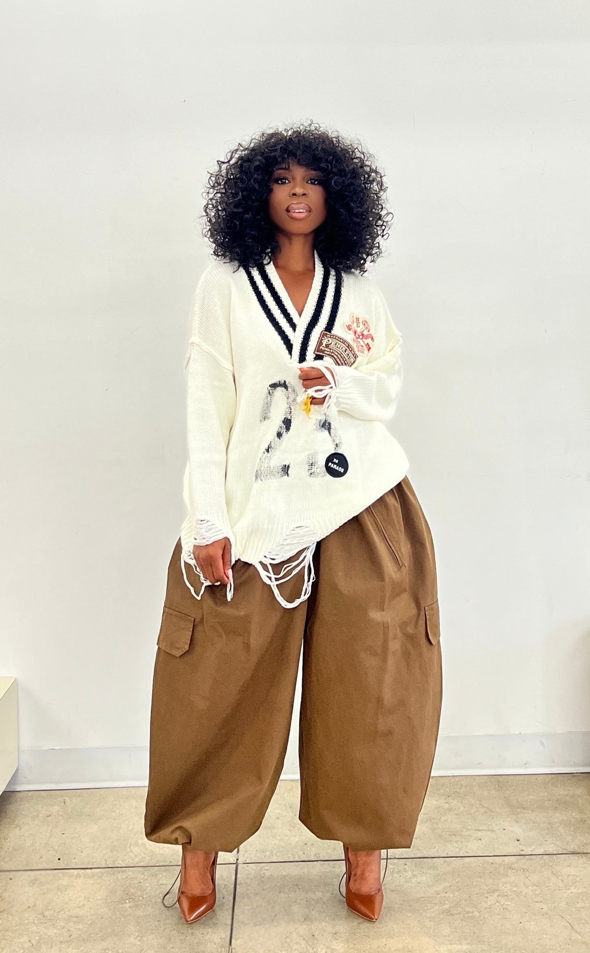 Avia Patch Sweater in Cream