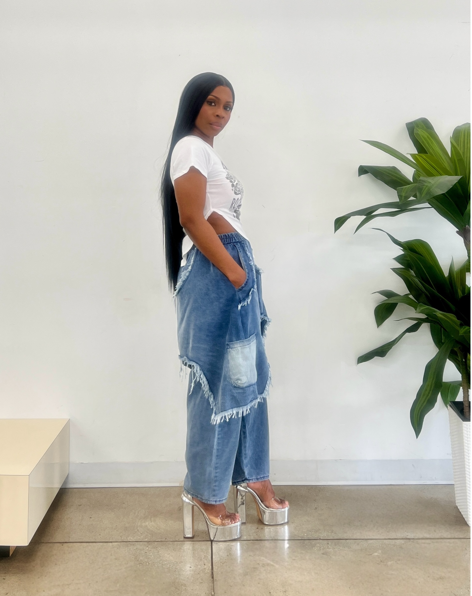 Dizi Irregular Denim Pants