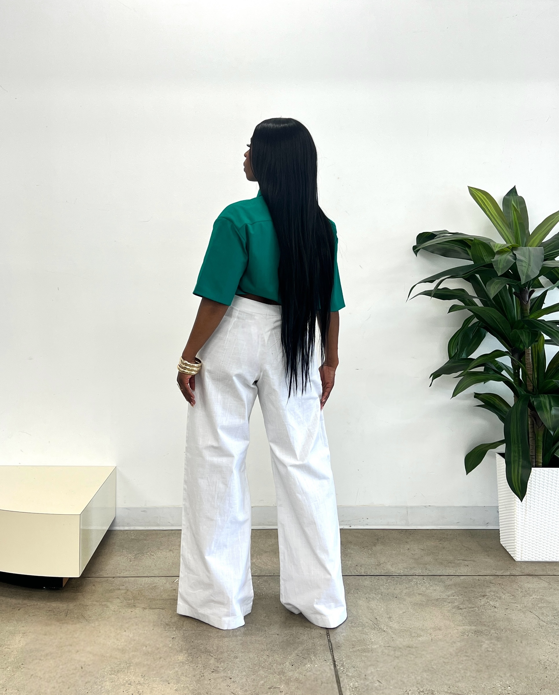 Genesis Irregular Crop Top in Emerald Green