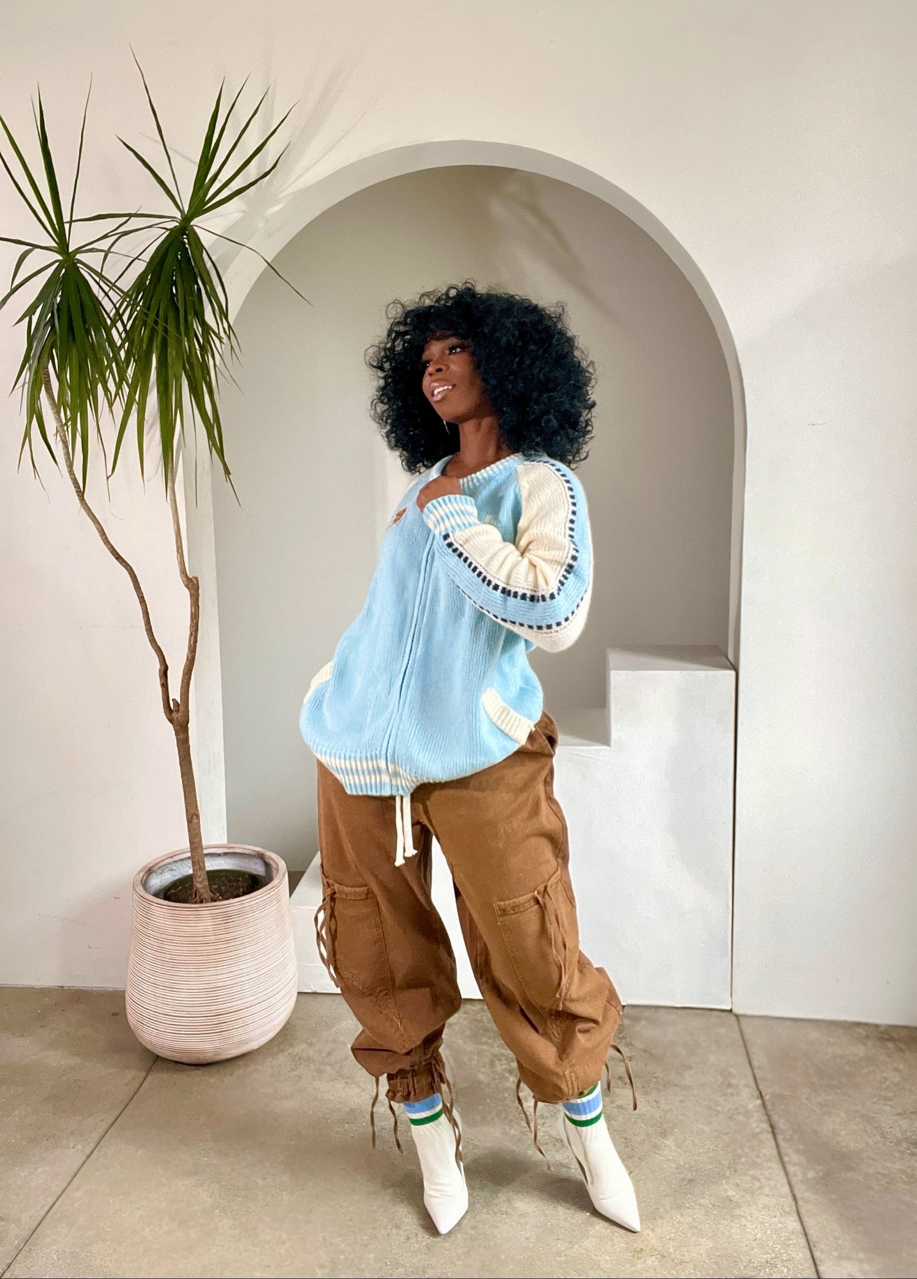 Jamie Cardigan in Powder Blue