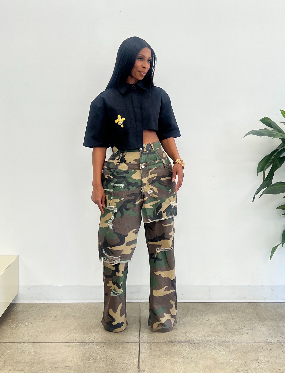 Mia Irregular Camo Pants
